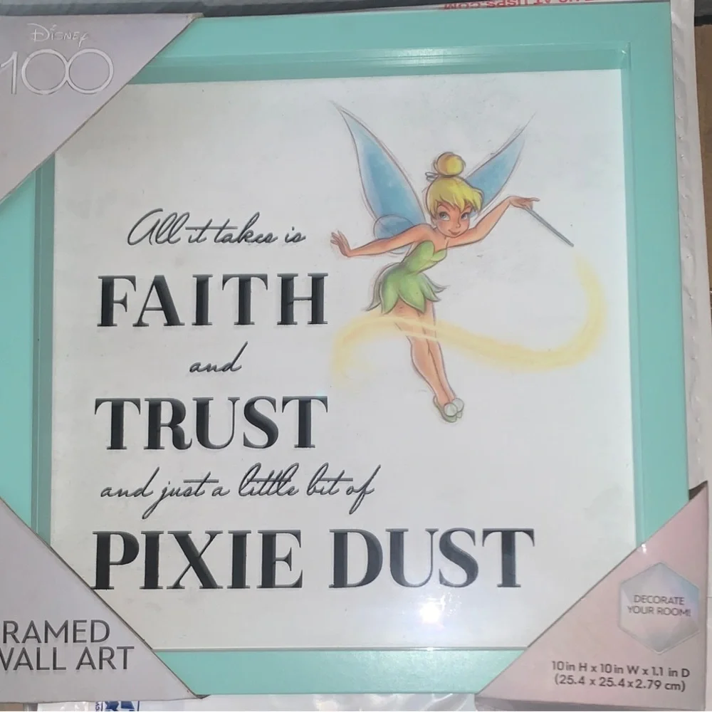 Disney Tinker Bell Wall Art - Mint, Blue, Yellow 100years collection
